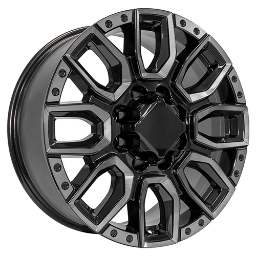 Replica Wheel GMC Sierra 2500/3500 CV97B Black Milled Edge W/ Tinted Clear
