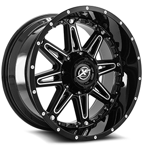 XF Offroad XF-217 Gloss Black and Milled With Black Inserts