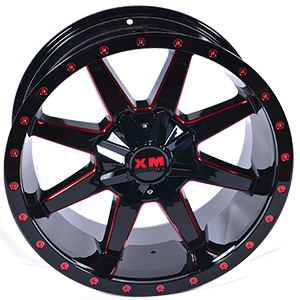 Xtreme Mudder XM304 Gloss Black Red Milled