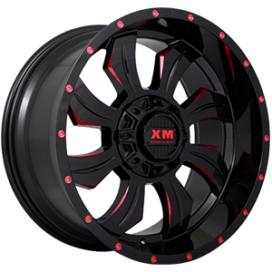 Xtreme Mudder XM323 Gloss Black Red Milled