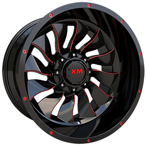 Xtreme Mudder XM329 Gloss Black Red Milled
