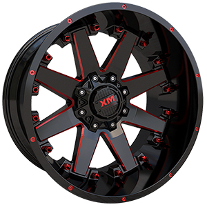 Xtreme Mudder XM334 Gloss Black Red Milled