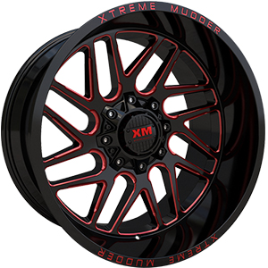 Xtreme Mudder XM339 Gloss Black Red Milled