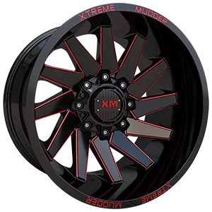 Xtreme Mudder XM344 Gloss Black Red Milled