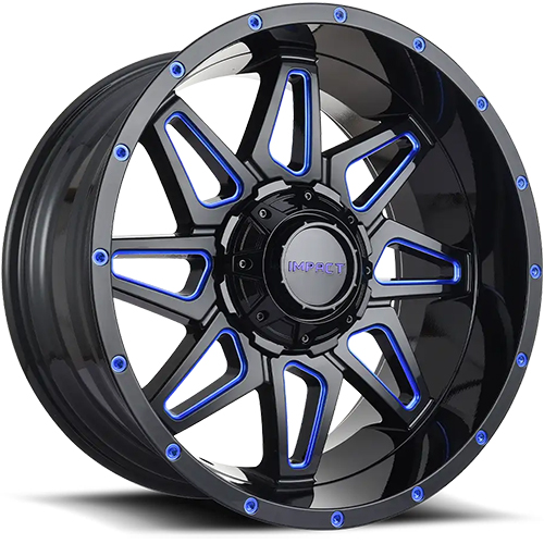 Impact 807 Gloss Black W/ Blue Milled Accents