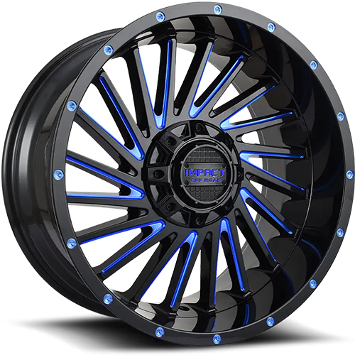Impact 812 Gloss Black W/ Blue Milled Accents