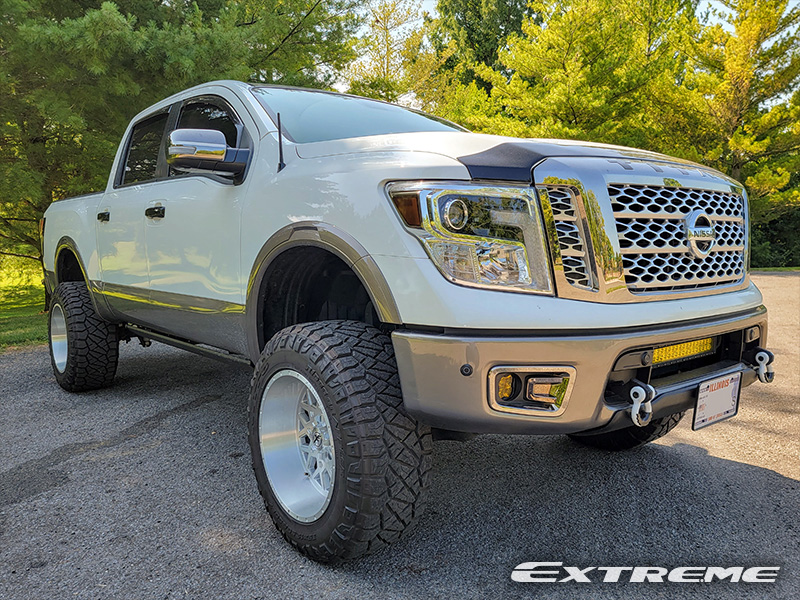 2019 Nissan Titan Platinum Reserve Xf Forged Xfx 307 Forged Brushed 20x12  44 Offset Nitto Ridge Grappler 35x12 50r20 Rough Country Suspension Lift 