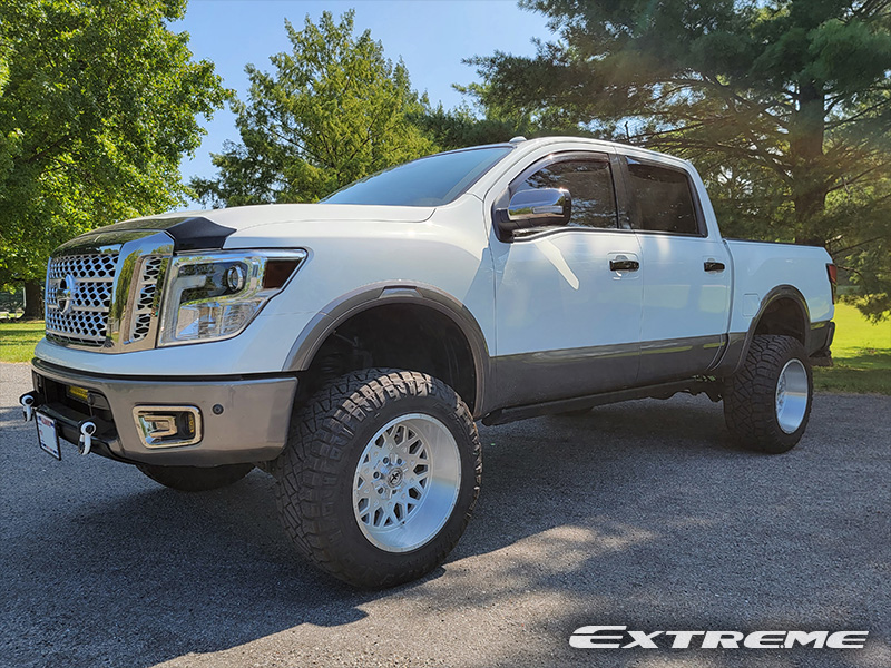 2019 Nissan Titan Platinum Reserve Xf Forged Xfx 307 Forged Brushed 20x12  44 Offset Nitto Ridge Grappler 35x12 50r20 Rough Country Suspension Lift 