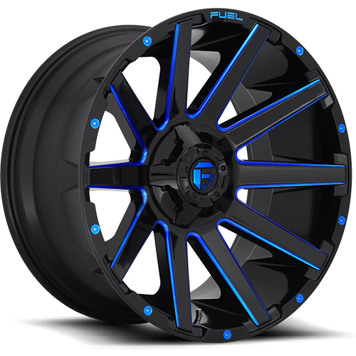 Fuel Offroad Contra D644 Gloss Black W/ Blue Milled Spokes Photo