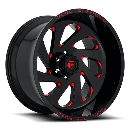 Fuel Offroad Vortex D638 Gloss Black W/ Red Milled Spokes Photo