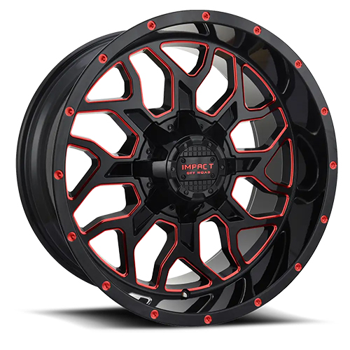 Impact 813 Gloss Black W/ Red Milled Accents