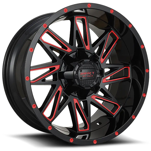 Impact 814 Gloss Black W/ Red Milled Accents Photo