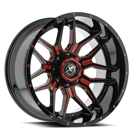 XF Offroad XF-222 Gloss Black Red Milled Photo